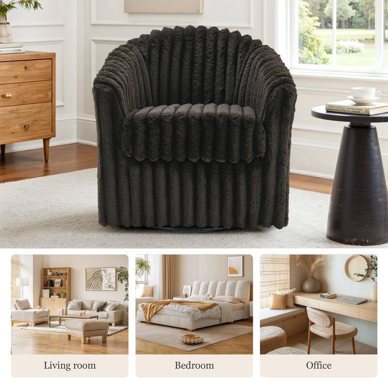 Modern Cotton Flannel Swivel Accent Chair Plush Barral Chair