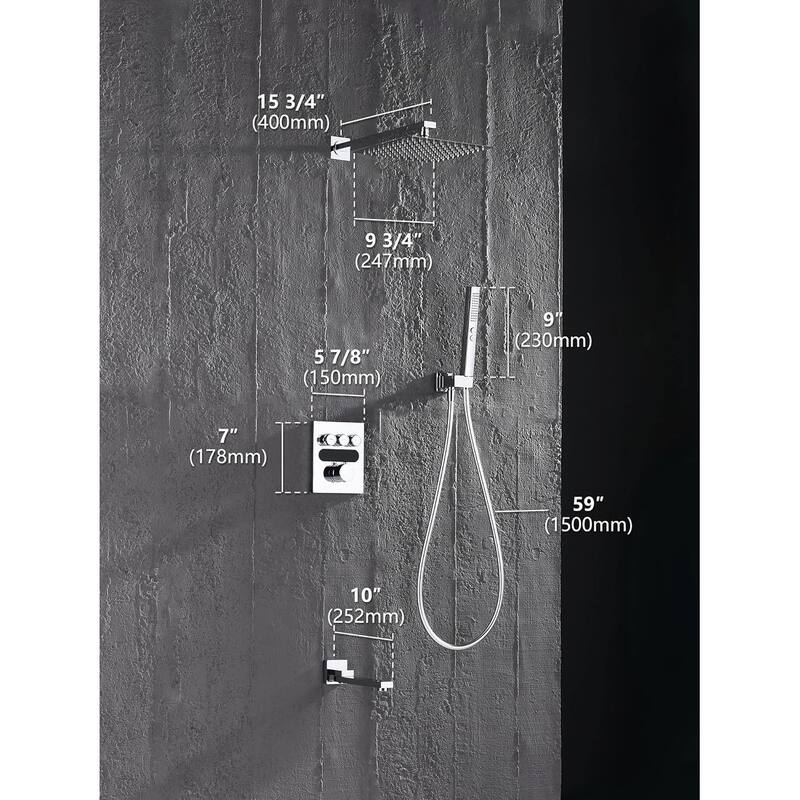 Lefton Shower System in Fahrenheit Display, 10” Overhead Shower Head with Handheld Spray Showerhead and Bathtub Faucet, SSWM2502