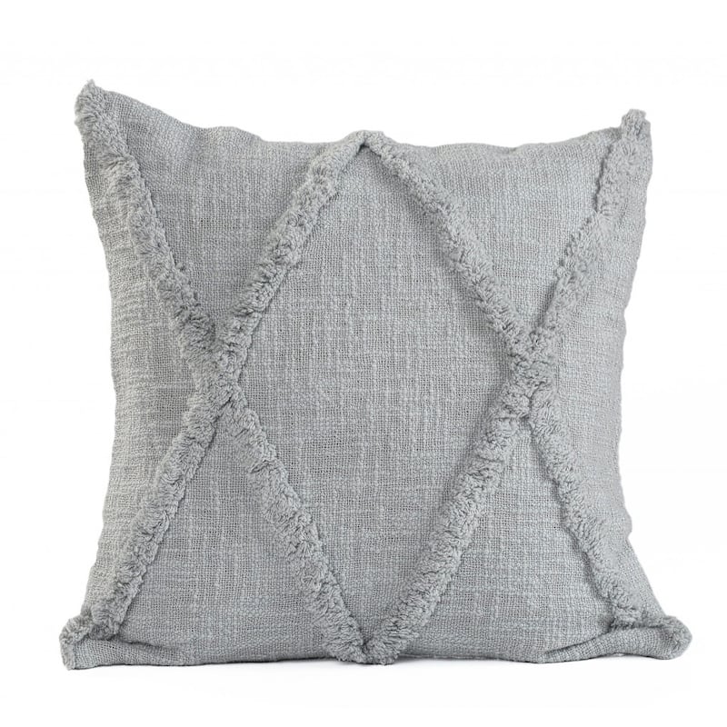 HomeRoots 18" X 18" Light Gray 100% Cotton Geometric Zippered Pillow