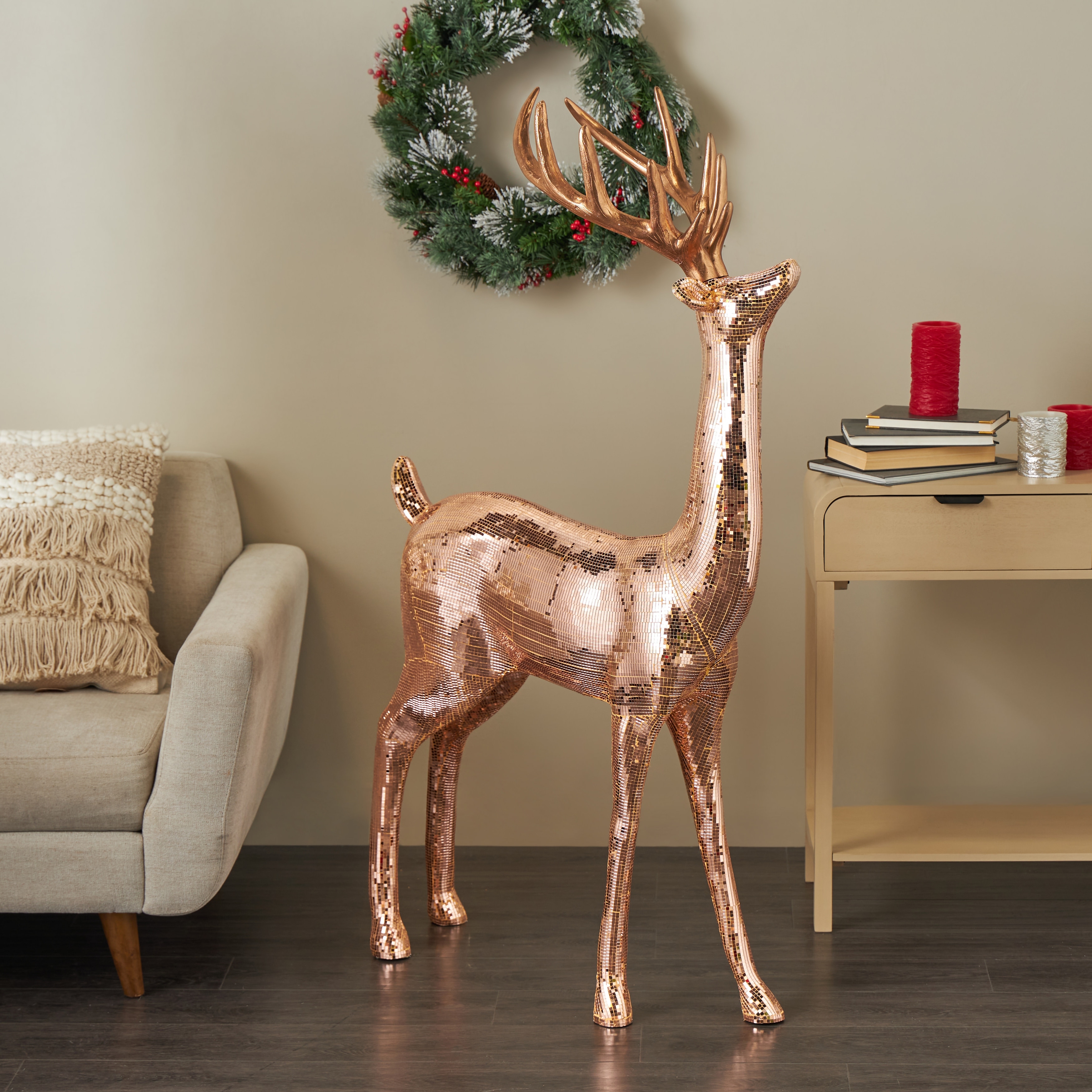 Roche River Decor - Fiberglass Reindeer Floor Christmas Sculpture