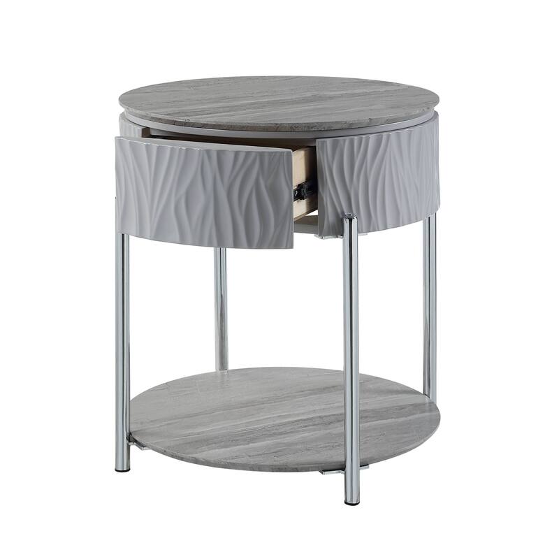 Yukino High Gloss & Chrome Finish End Table