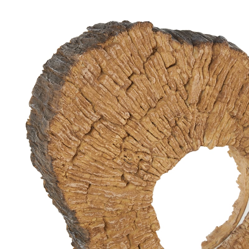 Resin or Polystone Live Edge Table Lamp with Round Cutout and Black Base - Brown - Roche River Decor