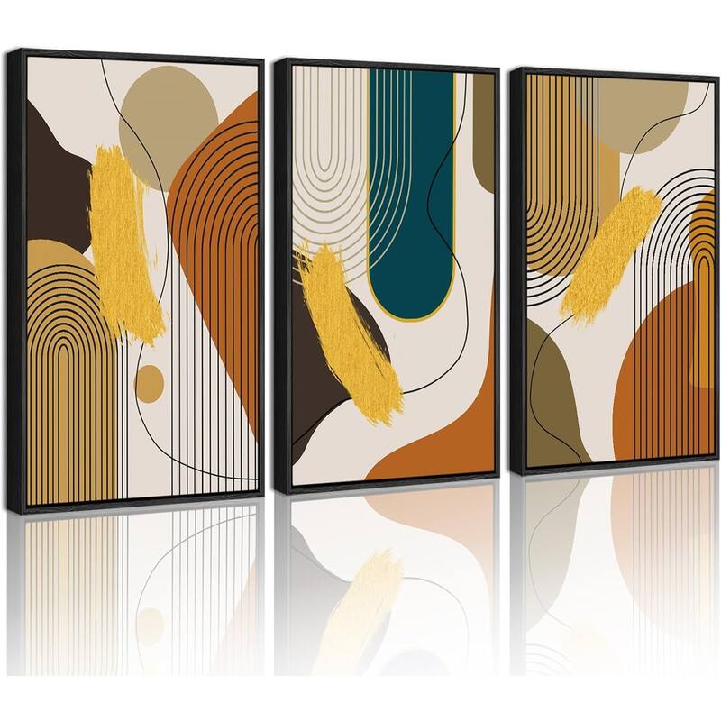 Abstract Framed Wall Art Modern Minimalist Luxury Gold Line Artwork - 16 x 24