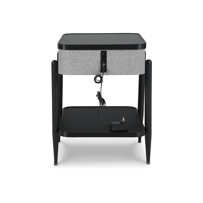Ashley Furniture Jorvalee Gray/Black Bluetooth Enabled Accent Table with Charging Station - 16"W x 20"D x 24"H