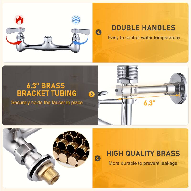 WOWOW Pull Down Sprayer Commeicial Faucet with Pre-Rinse Sprayer