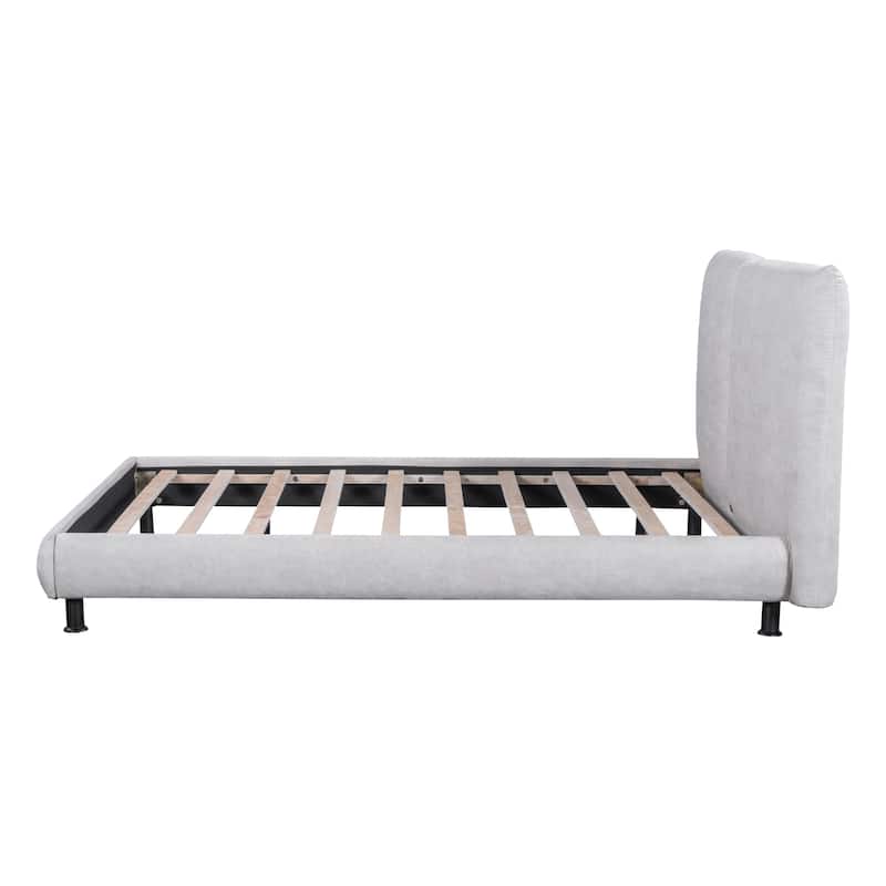 Queen Size Bed with Large Headrests and Thick Fabric