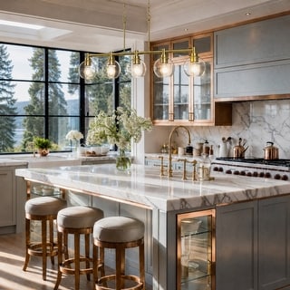 4/5-Light Kitchen Island Pendant Light Fixture with Clear Glass Shades