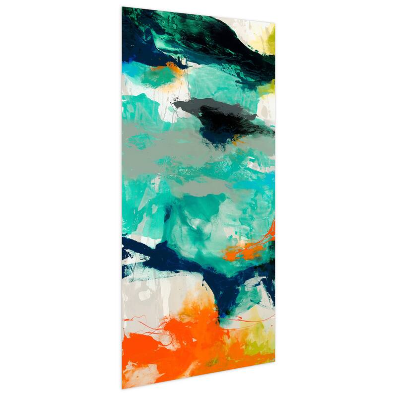 "Tidal Abstract 2" Frameless Free Floating Tempered Glass Panel Graphic Wall Art