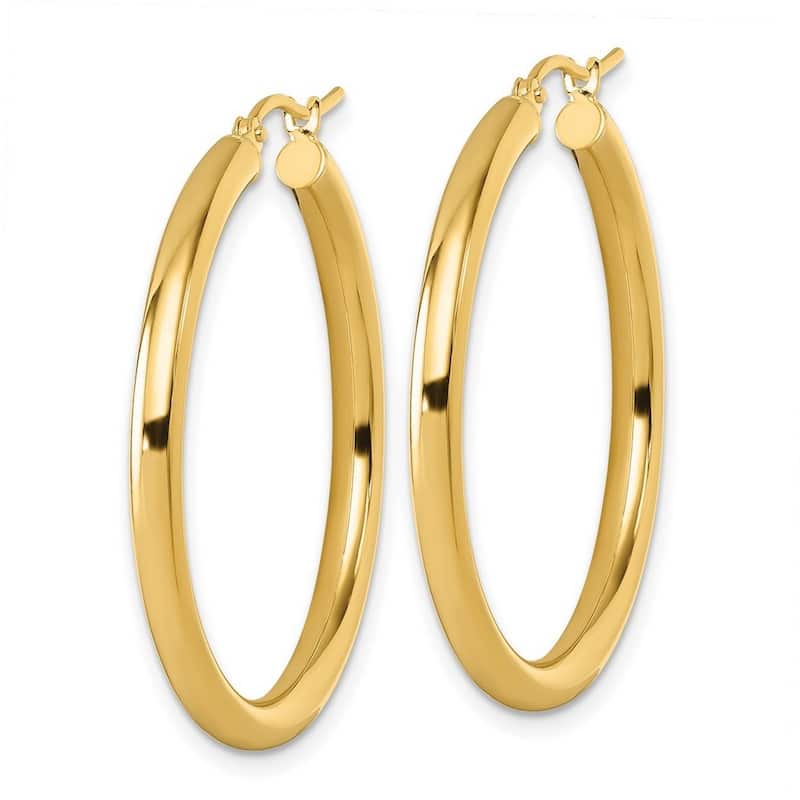 Curata 10k Yellow Gold Polished Hinged Hoop Earrings - 35x3mm