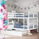 preview thumbnail 14 of 35, Full over Full Bunk Bed with Twin Size Trundle and Ladder for Bedroom White