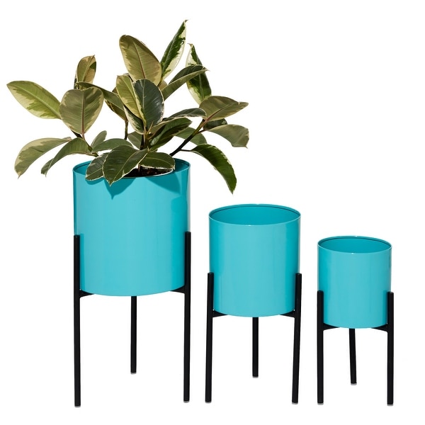Round Metal Planters Set Of 3 10" 13" 14" - 10 x 10 x 18. Opens flyout.