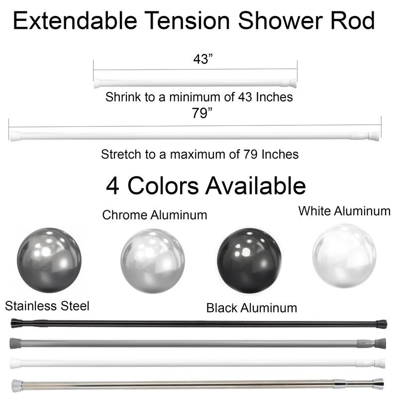 Tension Adjustable Shower Curtain Rod 43-79 Inches