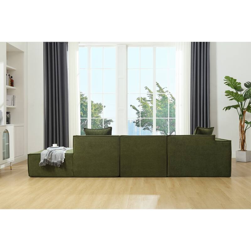Modern Modular Combination Sofa Set - L-Shaped Italian Minimalist Tofu Block Sofa in Terrycloth Fabric, Left-Hand Facing