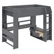 preview thumbnail 5 of 22, Gaming Loft Bed, Wood Loft Bed Frame with Built-in Desk, Multi-Storage Shelves, LED, Charging Station, Cabinets