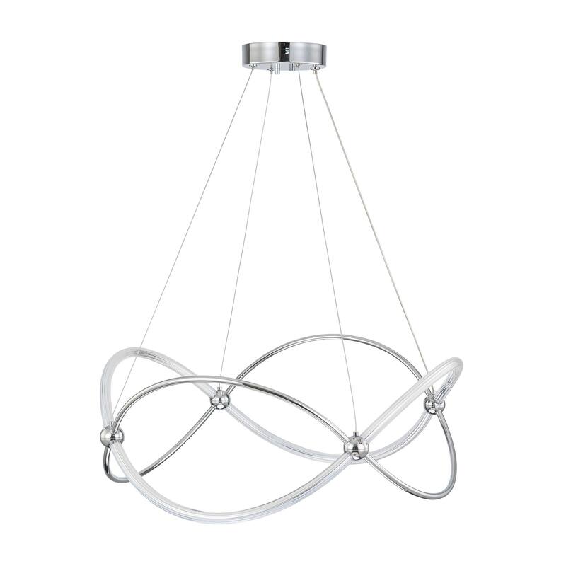 Modern Linear Chrome Geometric Dimmable Integrated LED Chandelier for Living/Dining Room