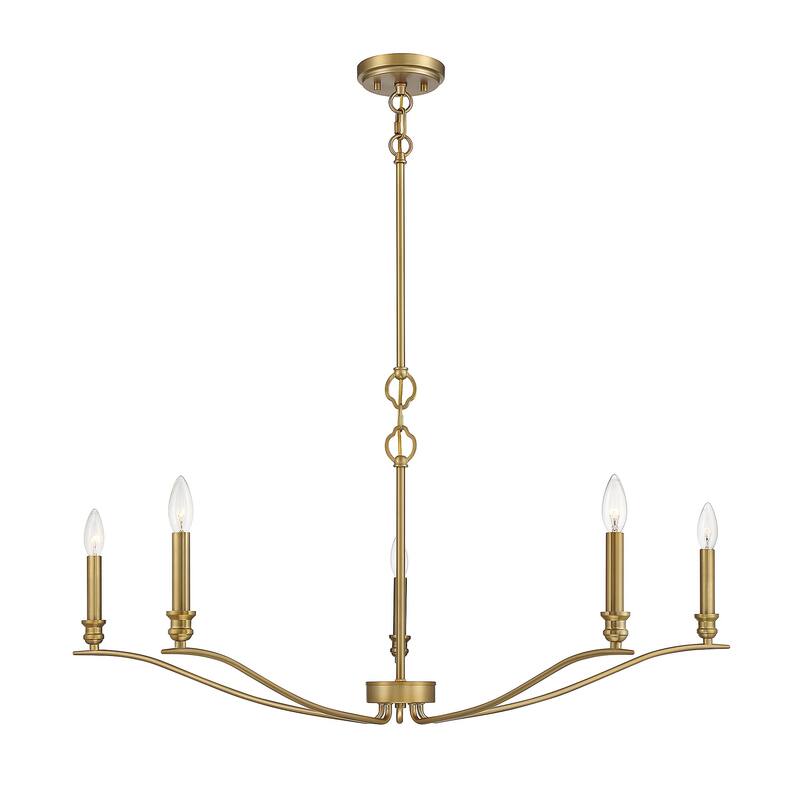 Meridian M10086 5 Light 15" Tall Taper Candle Style Chandelier - Natural Brass