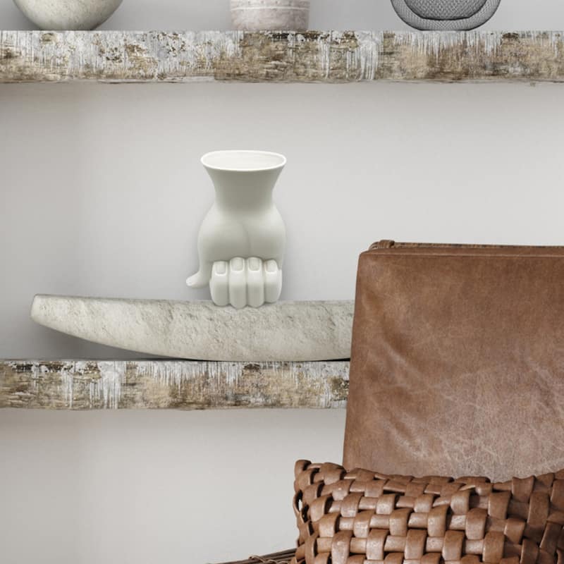 9 Inch Tall White Hand Ceramic Vase