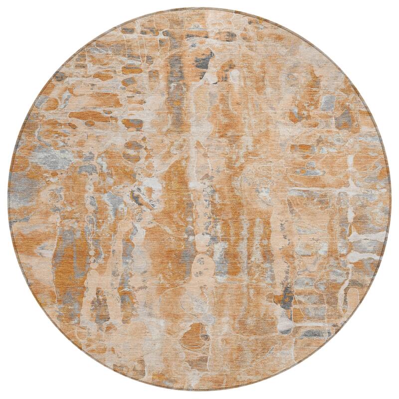 HomeRoots Abstract Transitional Round Outdoor Rug