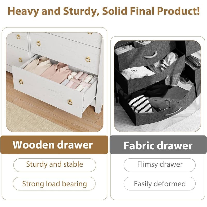 Natural 6-Drawer Dresser for Living Room, Bedroom, Entryway