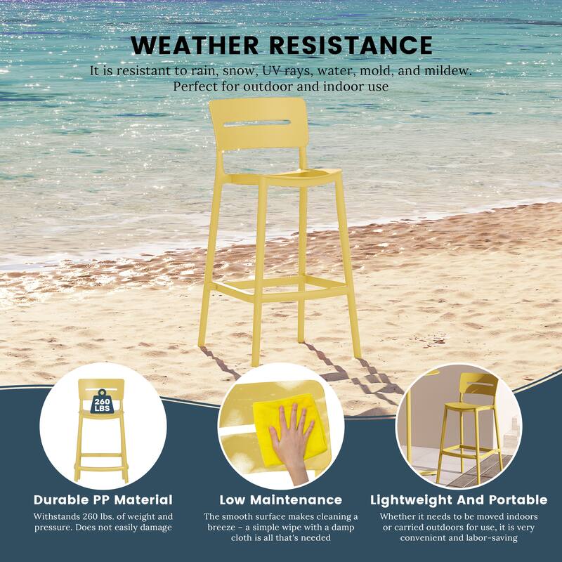 Frond and Form 29.5 Inch Outdoor Bar Stool (Set of 2)