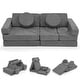 preview thumbnail 8 of 6, Modular Kids Play Couch 14 PCS Convertible Foam Children Floor Sofa Grey