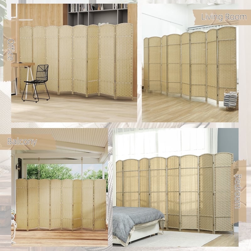 HOMCOM Room Divider, 8 Panel Folding Privacy Screen, 5.6' Tall Freestanding Wall Partition