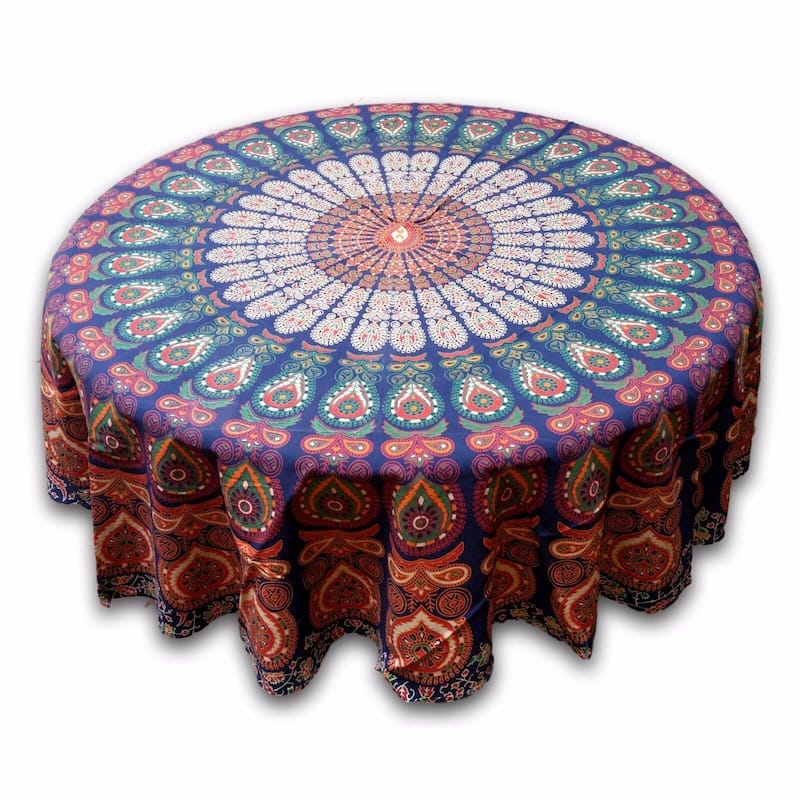 Cheery Peacock Floral Print Cotton Tablecloth Collection