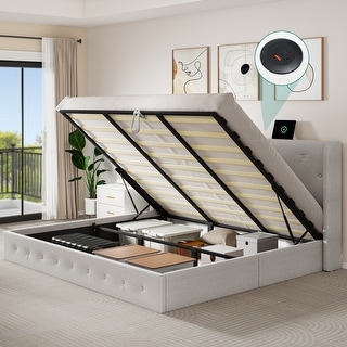 Moasis Queen Upholstered Headboard Platform Beds Lift Up Storage Bed On Sale Bed Bath Beyond 40155816