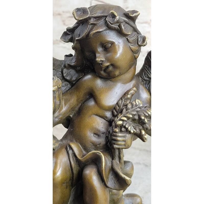 Handmade Cherub Holding Celebration Cup 8.5 Inches Bronze Candleholder Religious