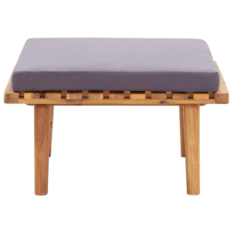 vidaXL Patio Footstool with Cushion 23.6"x23.6"x11.4" Solid Acacia Wood - 23.6" x 23.6" x 11.4"