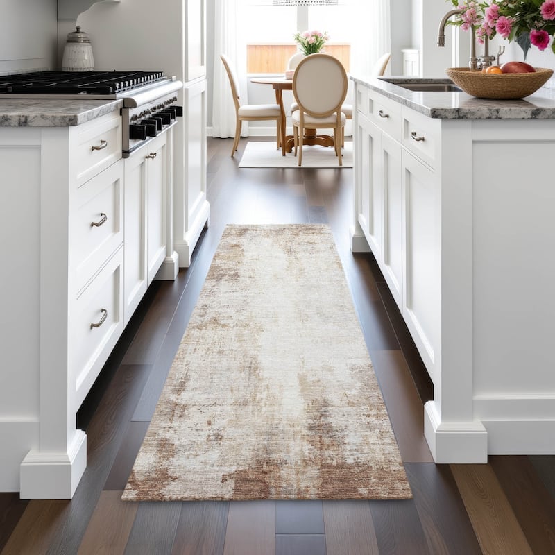 Machine Washable Indoor/Outdoor Abstract Solid Chantille Rug