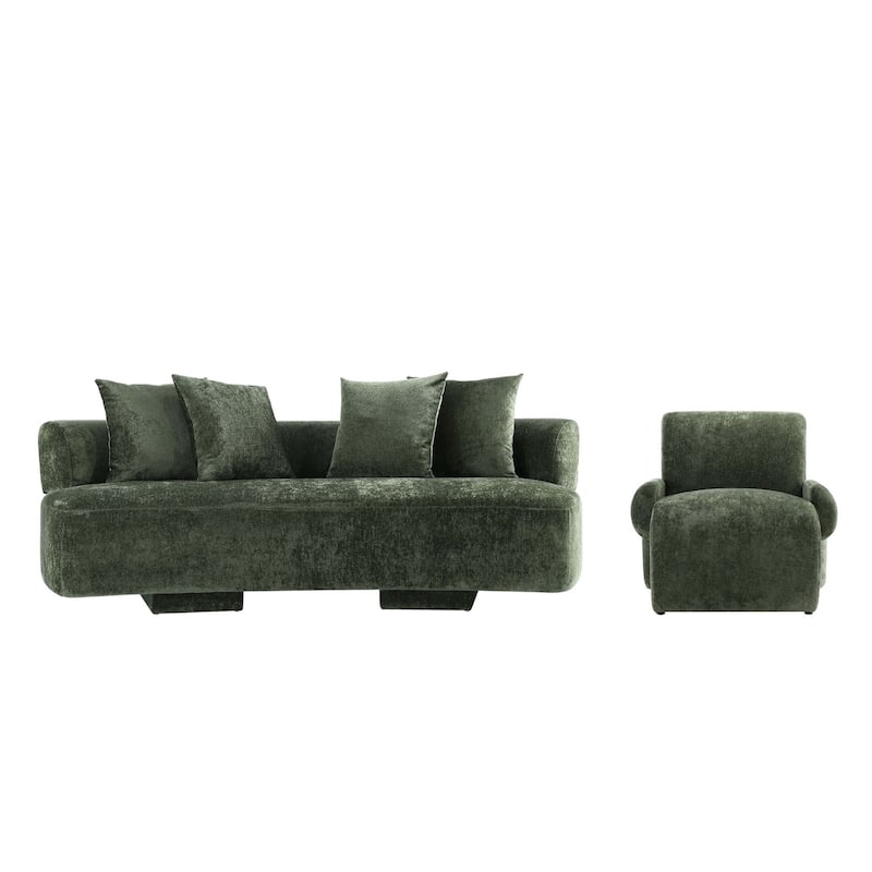 Manhattan Comfort 2 Piece Modern Verandah Chenille 90.6 Inch Sofa Set