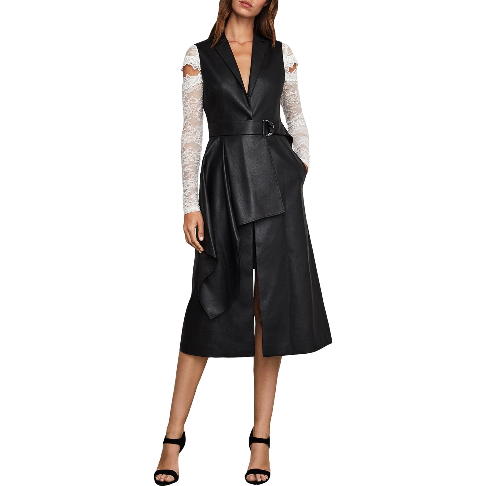 bcbg faux leather vest dress