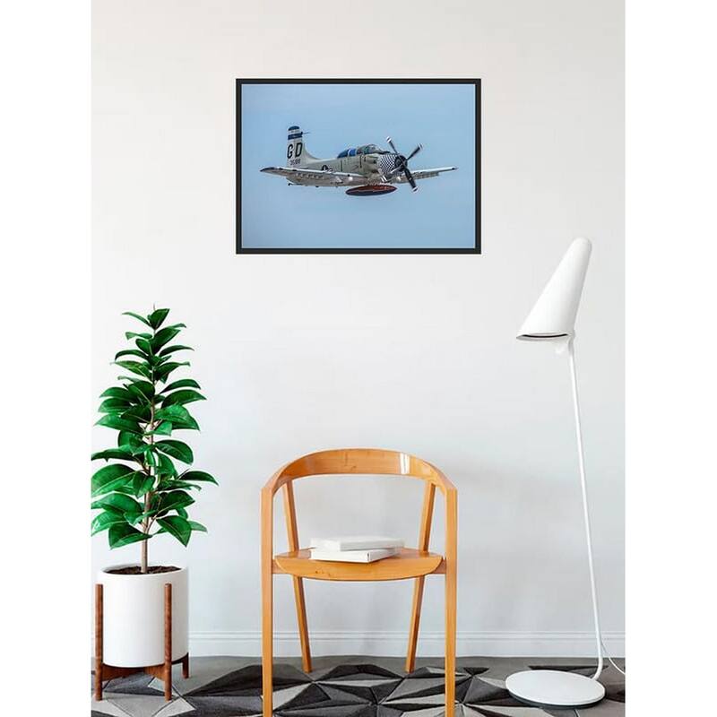 WC006 Douglas A-1 Airplane in Flight Photography by Wayne Collamore Framed Poster - 12 x 18 Inch