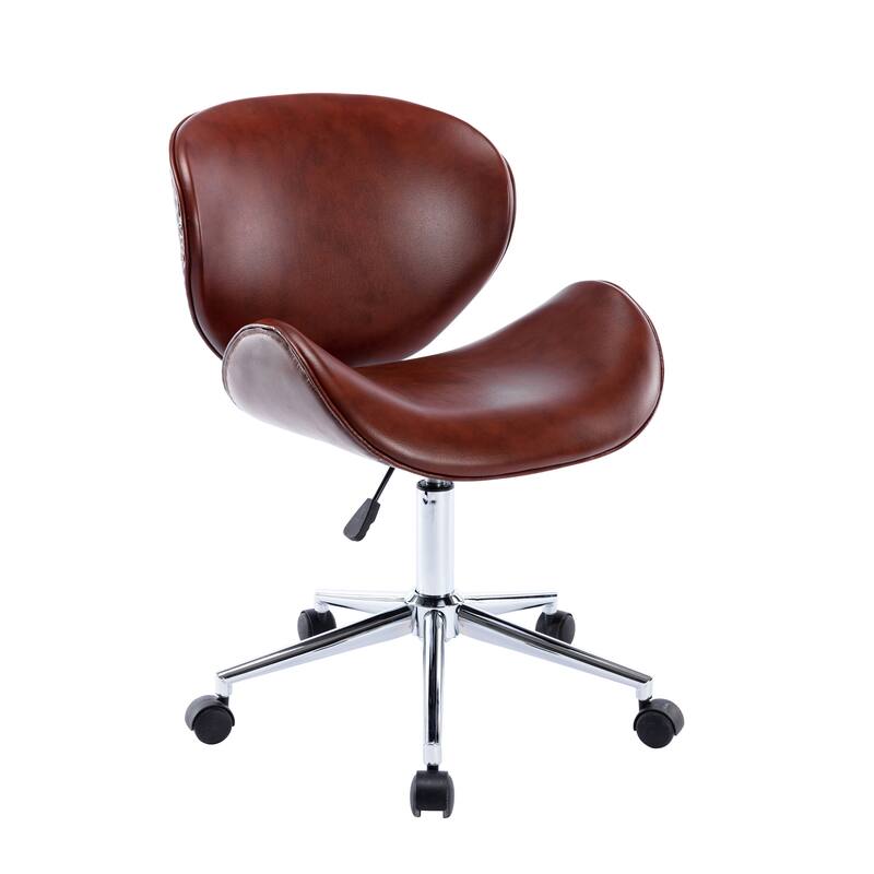 Porthos Home Rudi Office Chair, PU or Fabric or Velvet Upholstery, Chrome Legs