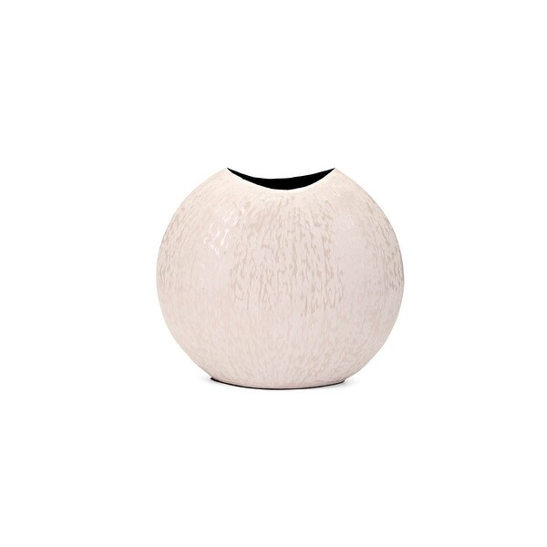 11" Beige and White Shiny Finish Vase - N/A