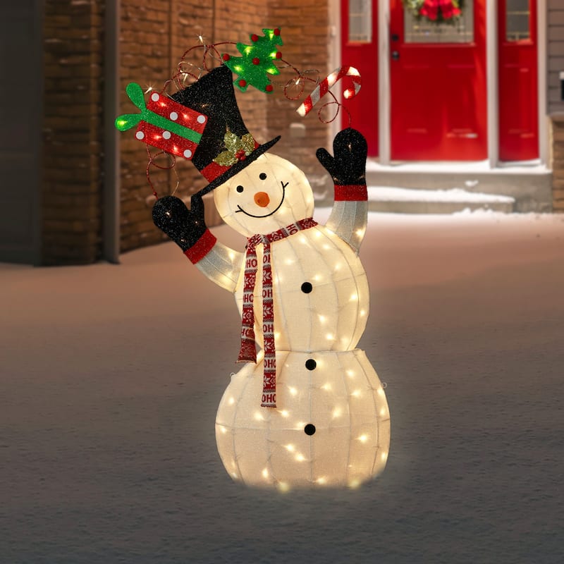 3D Lighted Festive Snowman Outdoor Christmas Decoration - 46" - Warm White LED - 46