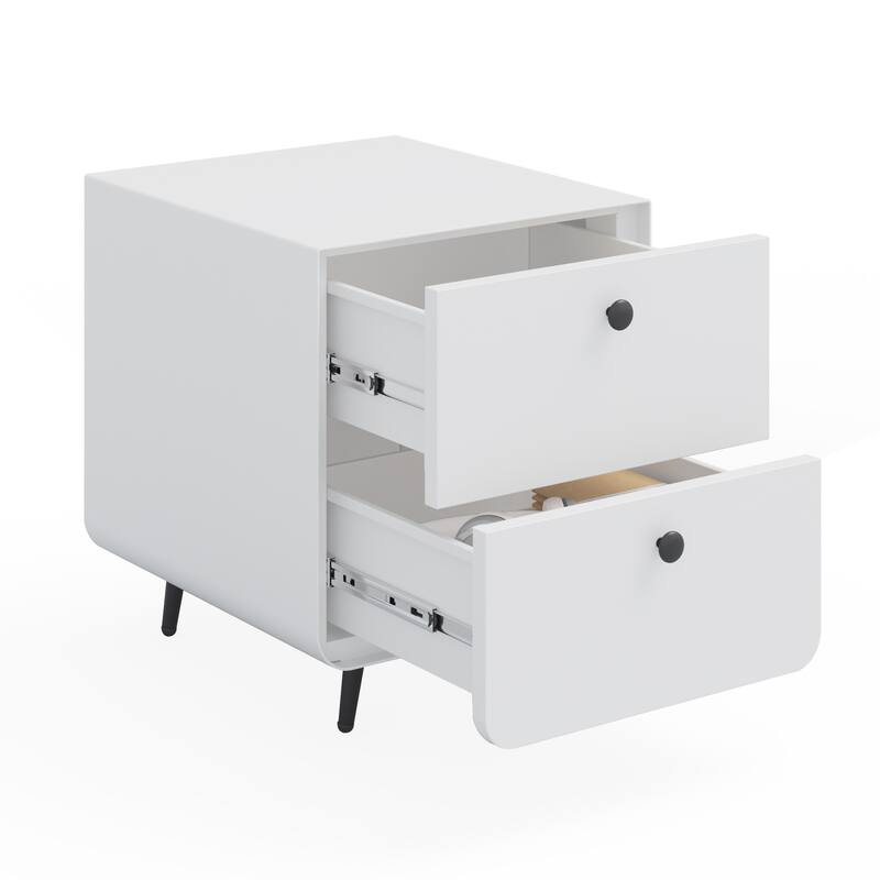 Modern Steel Night Stand with 2 Drawers for Bedroom or Living Room, Durable and Easy to Assemble