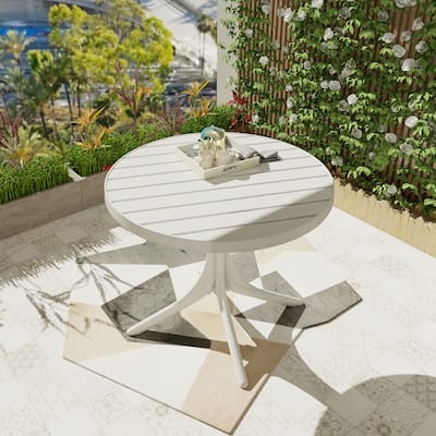 Versatile 36-Inch White Round Table – Lightweight, Weatherproof PP Top for Dining, Patio, or Camping.