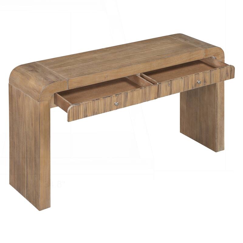 Rustic Console Table with Fluted Drawer Front