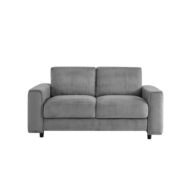 Modern Contemporary Upholstered Corduroy Plush Tufted Loveseat - Grey