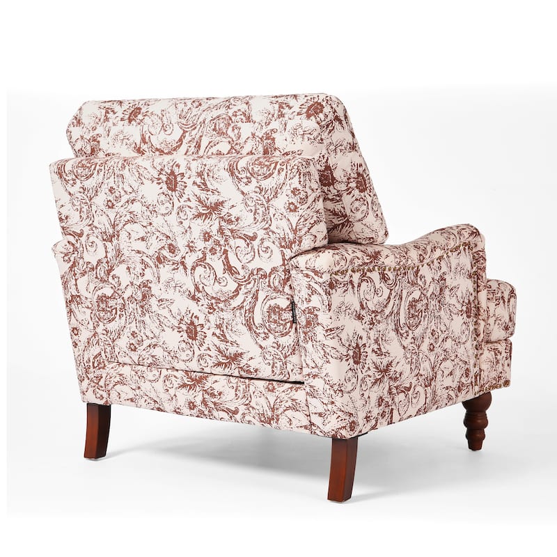 Mid Century Chenille Upholstered Accent Chair with Nailhead Trim