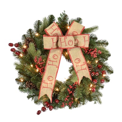 Puleo International 24" Pre-Lit Decorated wreath