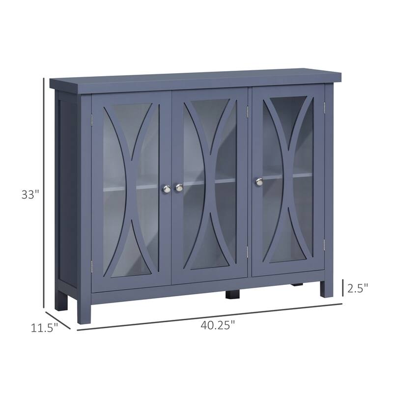 Buffet Cabinet with 3 Tempered Glass Door and Adjustable Shelf