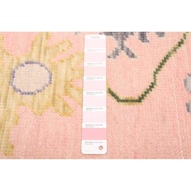 ECARPETGALLERY Hand-knotted Modern Oushak Pink Wool Rug - 3'2 x 12'2