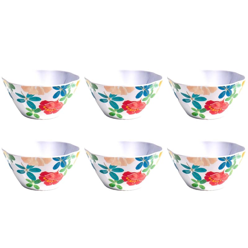 Abode Homewares by TarHong Audrey Floral Cereal Bowl, 6", 24 oz, Set of 6