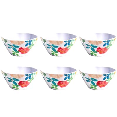Abode Homewares by TarHong Audrey Floral Cereal Bowl, 6", 24 oz, Set of 6