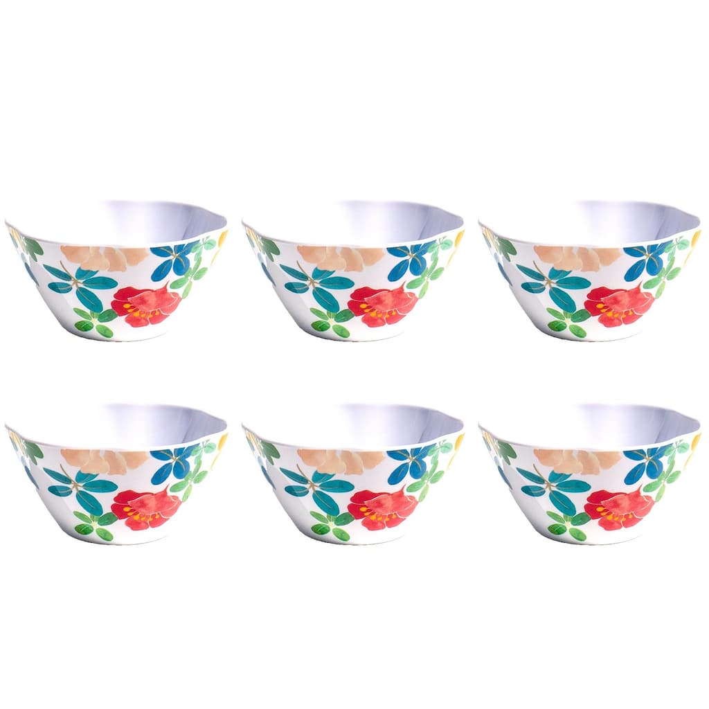 Abode Homewares by TarHong Audrey Floral Cereal Bowl, 6", 24 oz, Set of 6