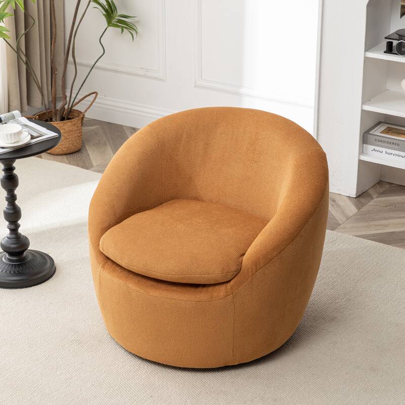 Round Armchair Office Chair Accent Chair with Plush Seat Cushion, Swivel Barrel Chair Single Lounge Sofa