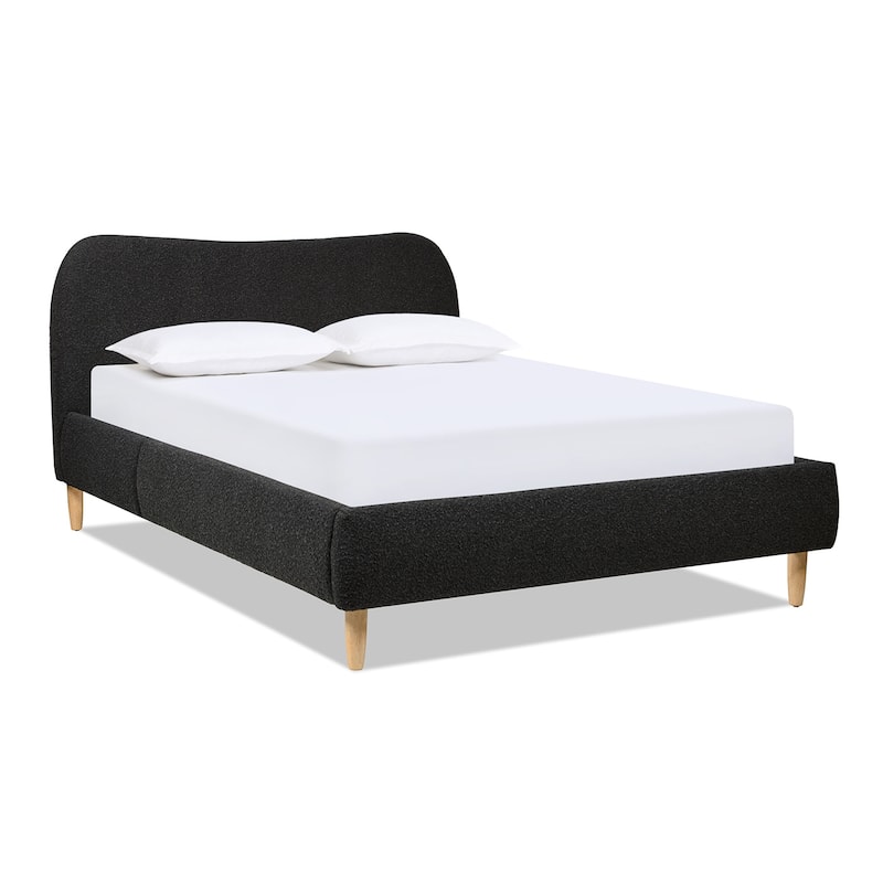 Roman Boucle Sherpa Curved Headboard Modern Platform Bed